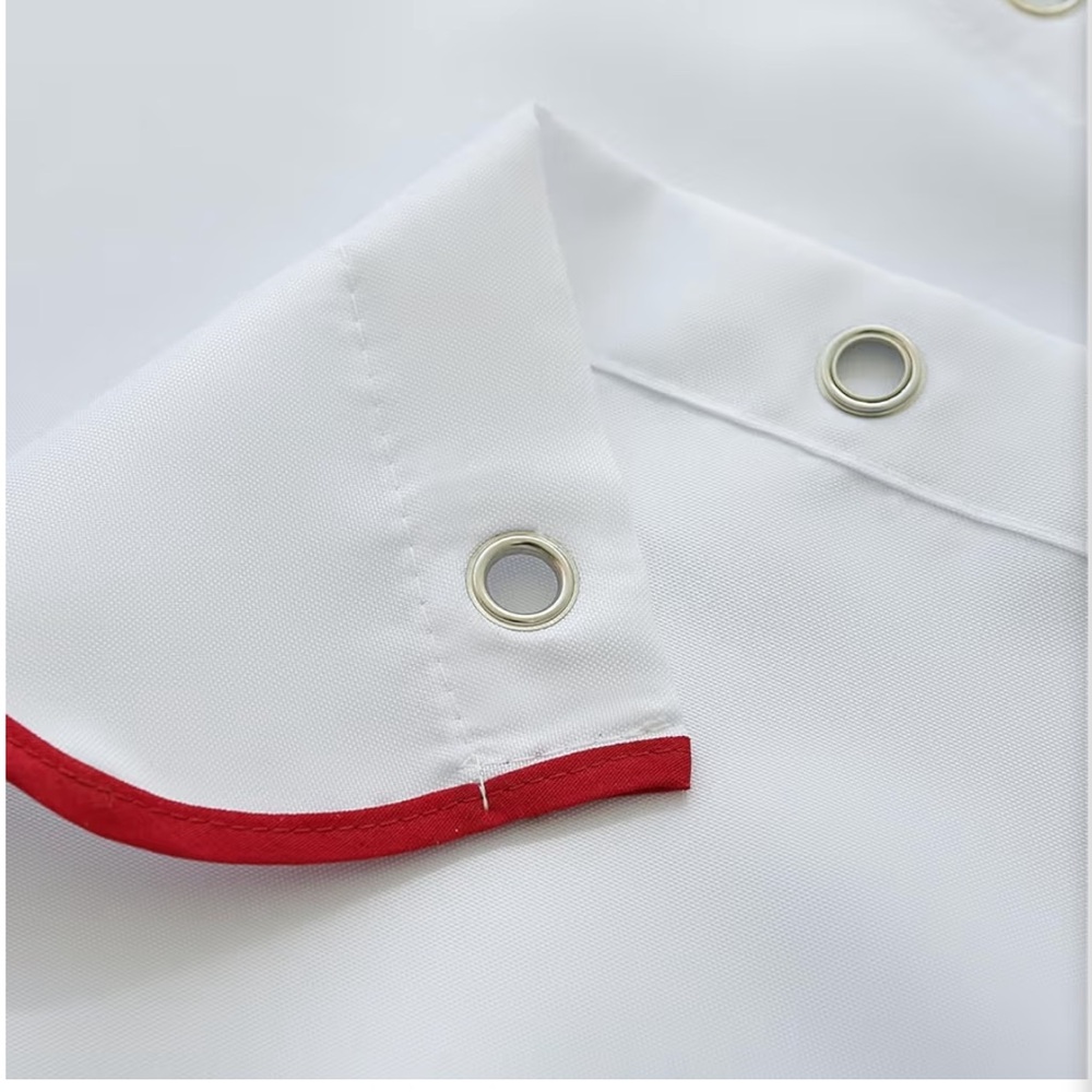 Shower Curtain with Red Scalloped Trim - Picture 5 of 11